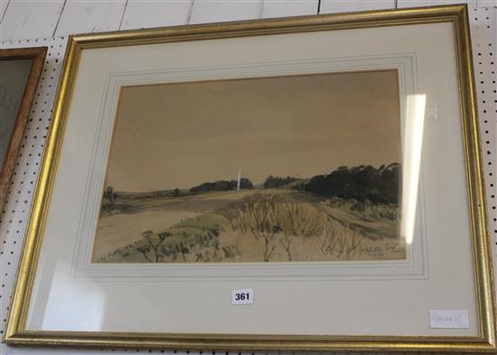 Water colour A J Fletcher Watson Thetford Heath - landscape